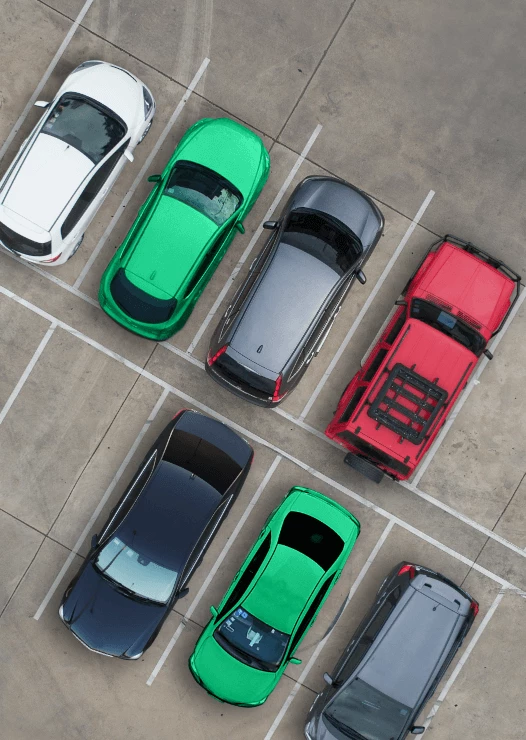Top view image of a parking lot